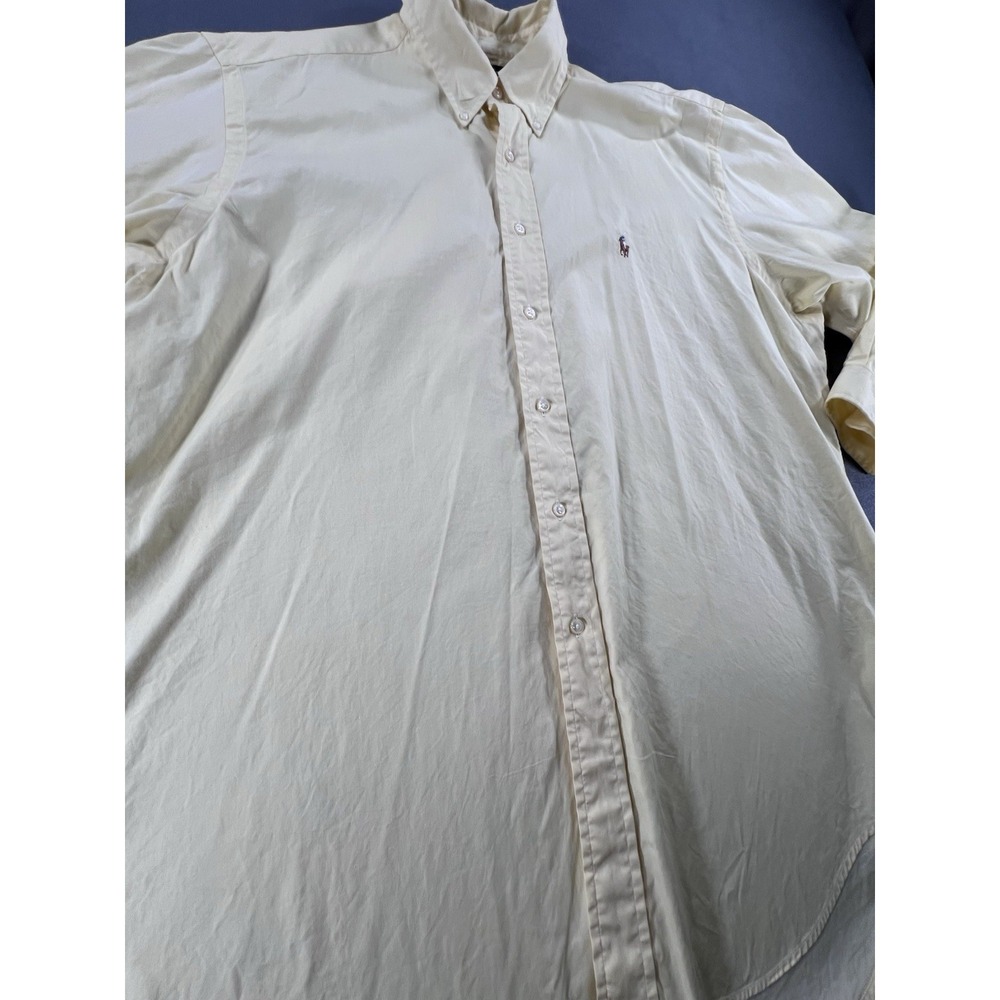 Ralph Lauren Yarmouth Soft Yellow Oxford Button Down Casual Shirt Mens 17 34/35 - Picture 2 of 13